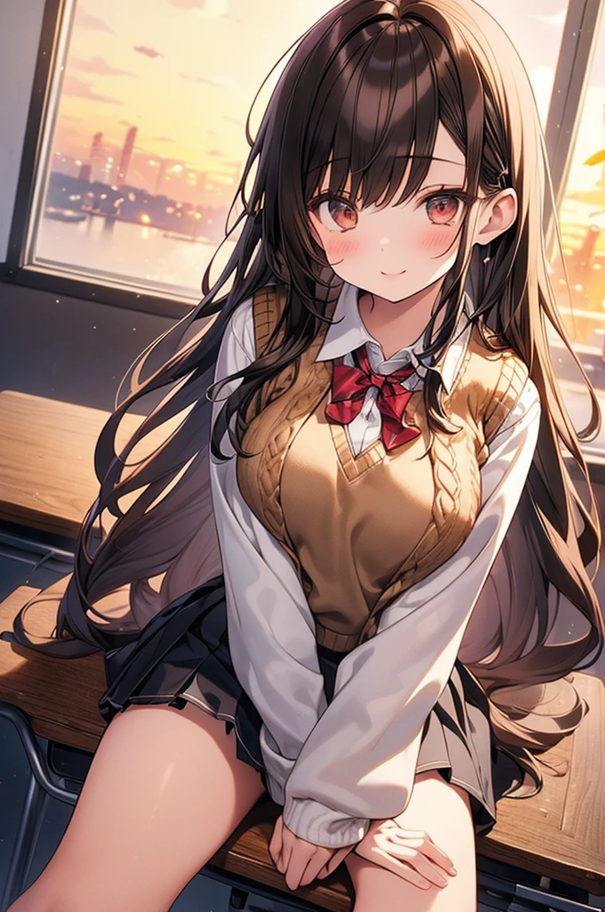 Anime girl with long hair sitting in a chair with her panties open, a student --auto --s2