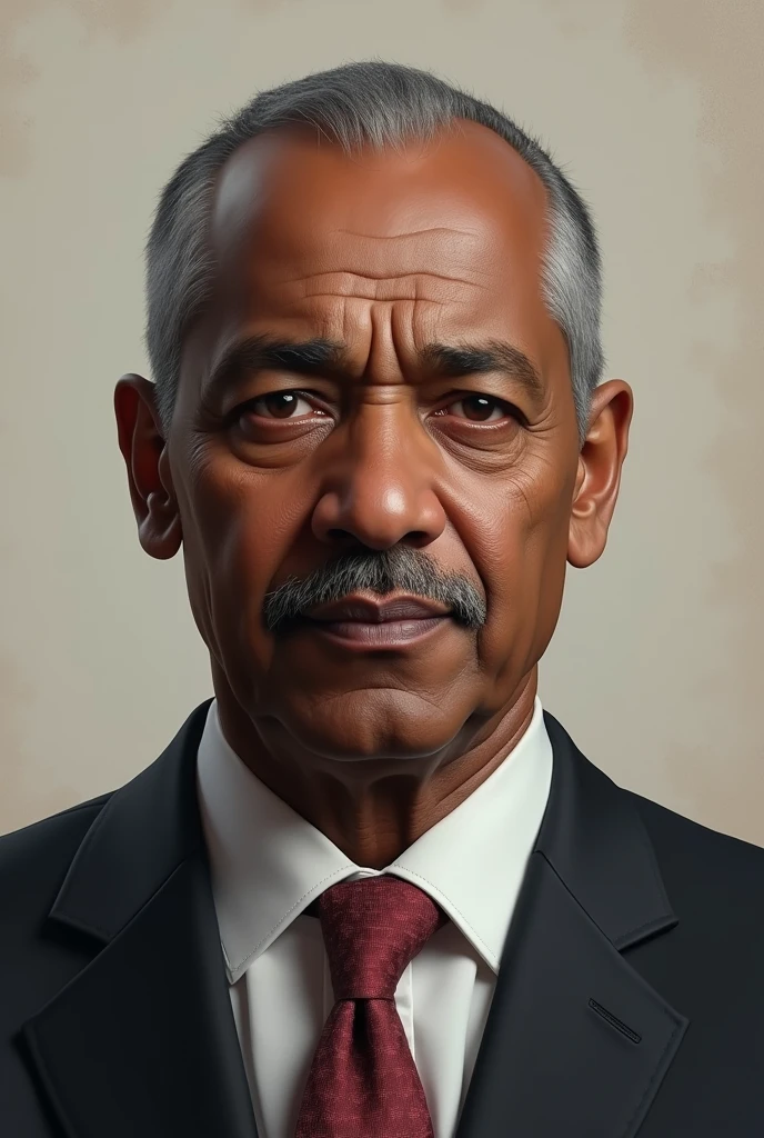 headshot of a black police captain, ((old)), facial hair, grey hair,