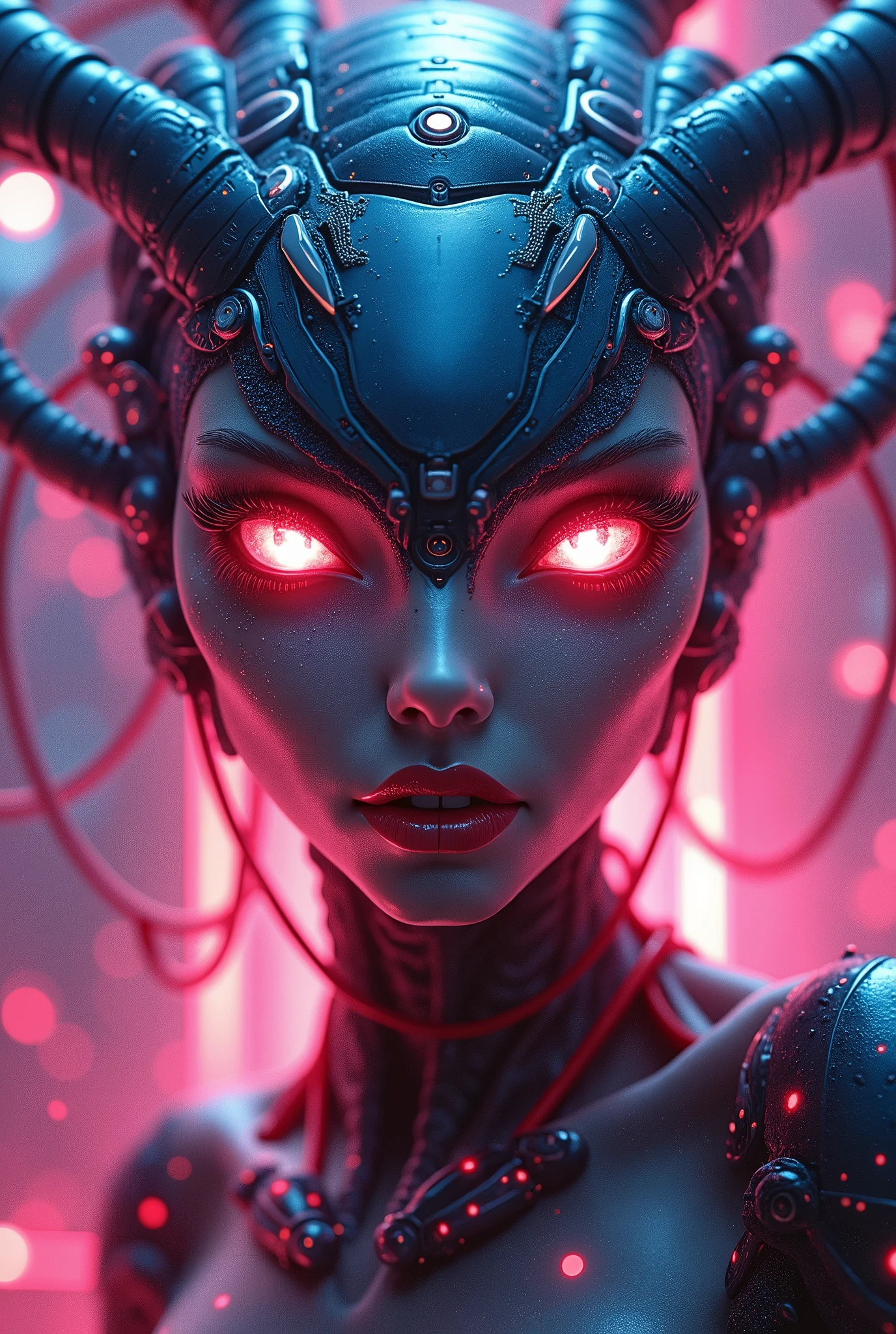 (masterpiece, best quality:1.3) WowAlexstrasza, 1girl, solo, long hair, breasts, looking at viewer, red eyes, thighhighs, gloves, jewelry, huge breasts, thighs, earrings, horns, sky, day, elbow gloves, cloud, armor, blue sky, lips, orange eyes, glowing, thick thighs, looking down, from below, glowing eyes, pelvic curtain, colored sclera, dragon horns, dragon girl, horn ornament, dragoness, nipples, vagina