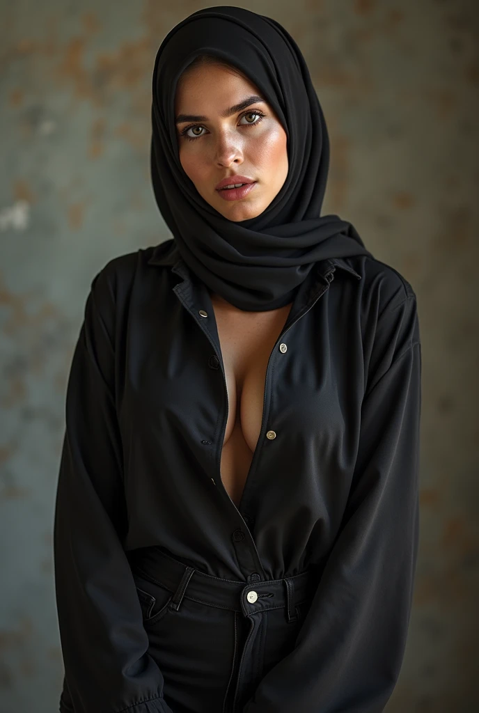 naked women but wearing hijabs and big breasts