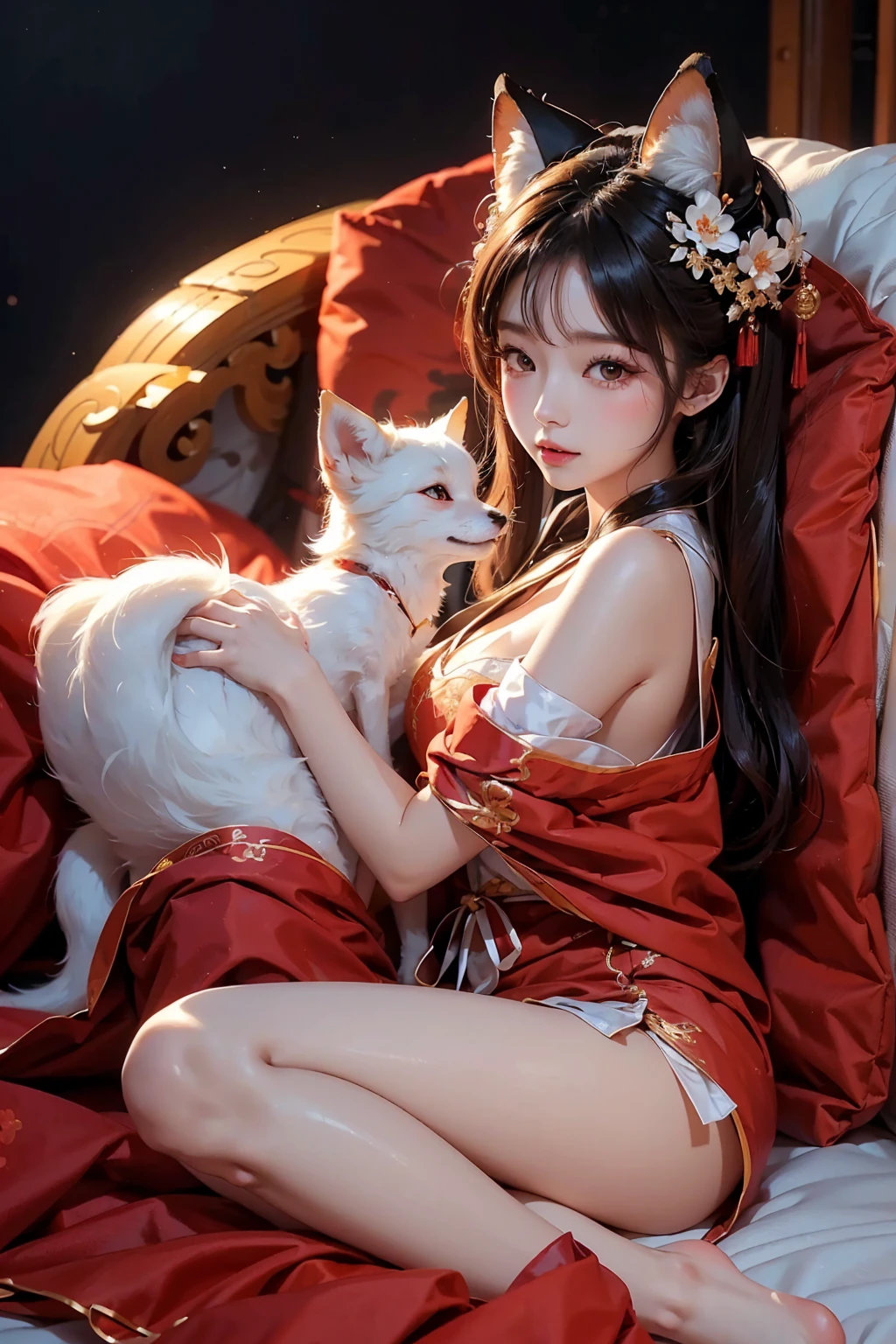 （（Small breasts））（（Dairy-free））（（Flat Chest））（（Small breasts））（Nipples）（（Skinny））（（Thin legs））（tail）（（Cat ears））（（kimono））（（Miko costume））