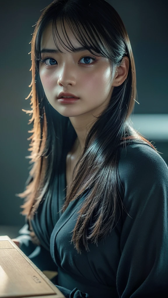 a beautiful asian woman, extremely detailed face and eyes, tied up in ropes, bdsm, photorealistic, 8k, high quality, dramatic lighting, cinematic composition, moody color palette, dark and edgy atmosphere