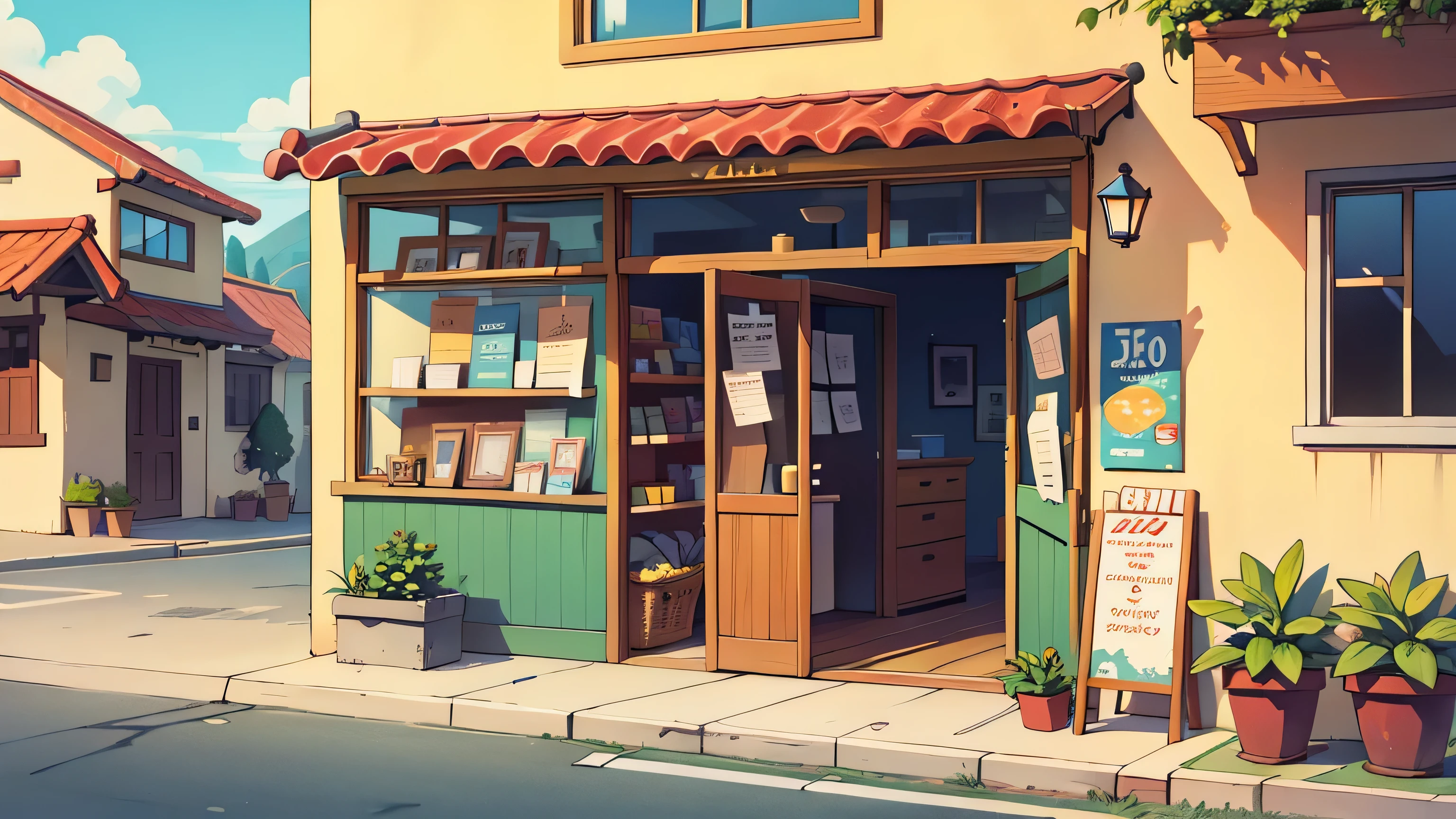 Scenario, store front, bright sunny
