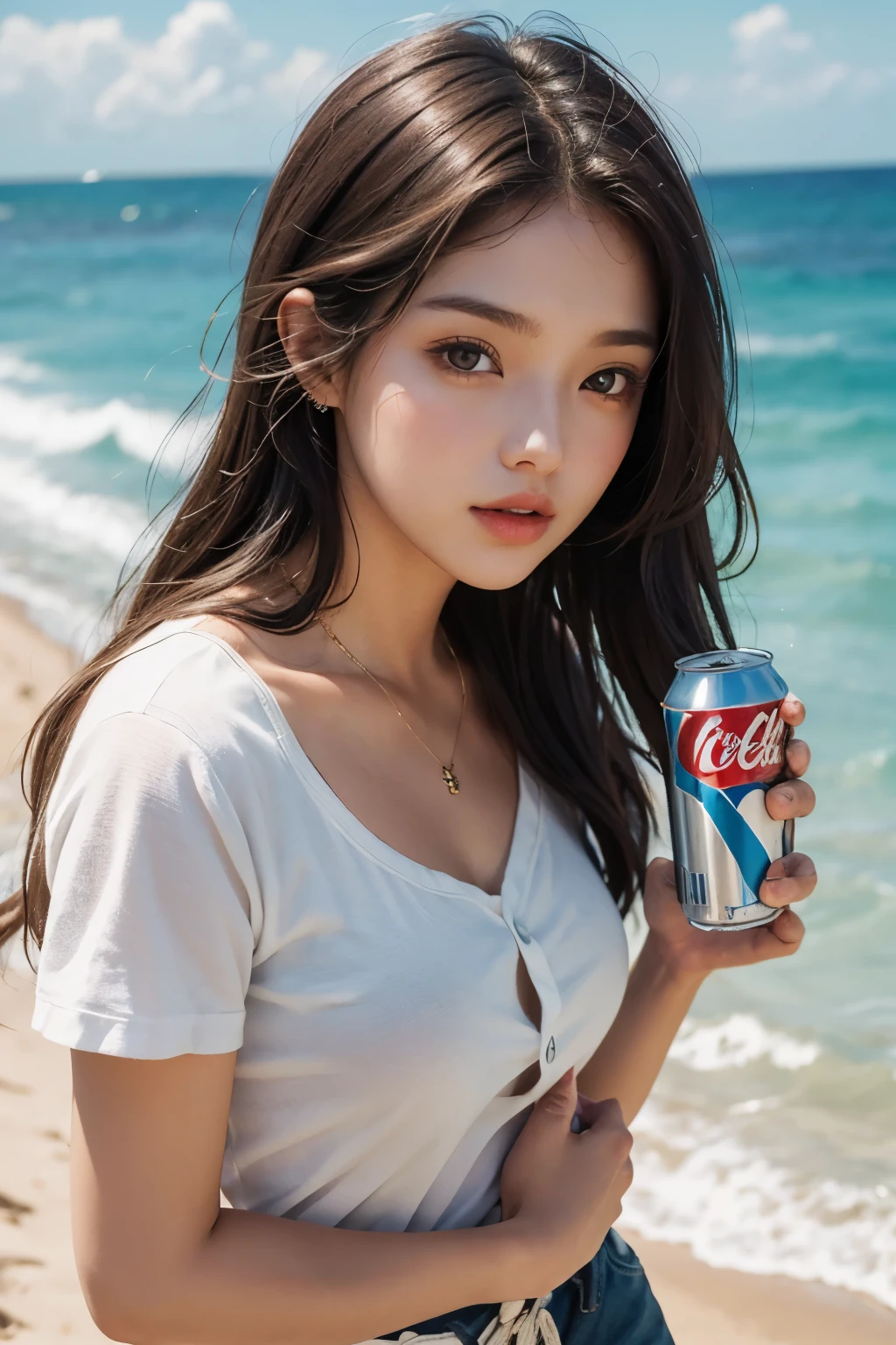 Gray hair,Ethereal atmosphere,Soft drinks made with ice cubes and lemon juice,Sunny with blue sky,beautiful cloud