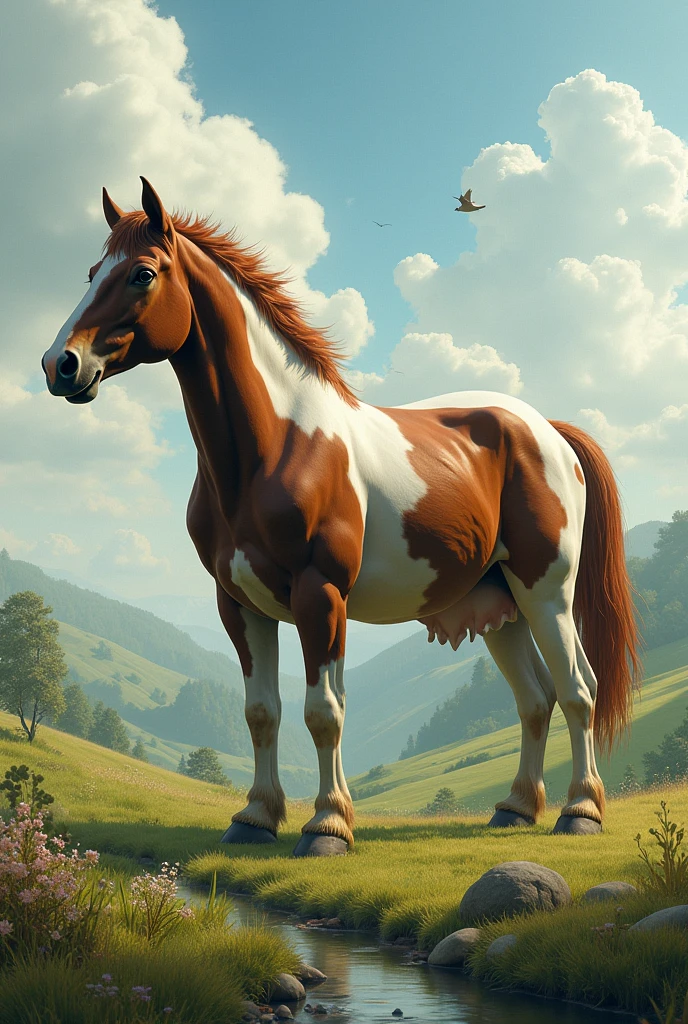 Clydesdale mare with massive udders 