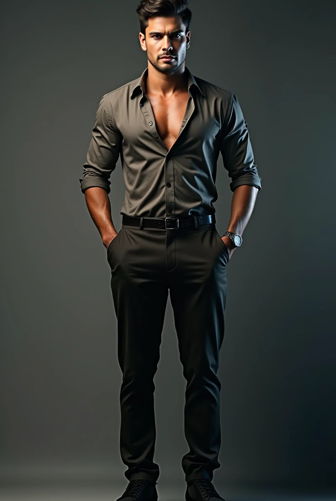 Black guy wearing a Black blazer, no shirt inside , blazer, formal baggy pants, and black dunks