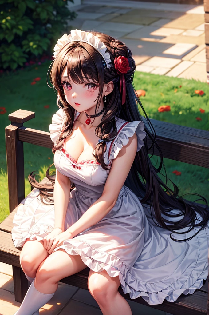 Anime Girl with bunny ears sitting on the floor with her legs crossed, seductive Anime Girl, anime moe art style, juri misaki, beautiful Anime Girl squatting, Bunny Girl, (Anime Girl), エッチアニメthe wind, the Anime Girl is crouching, Anime Girl with cat ears, Anime Girl, Beautiful captivating anime , attractive Anime Girl、Background surrounded by vintage petal motifs、the wind、Many bright flowers and petals、