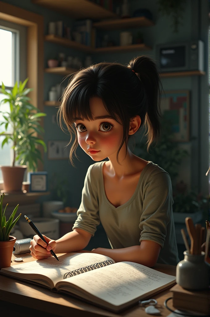 Student studying at home
