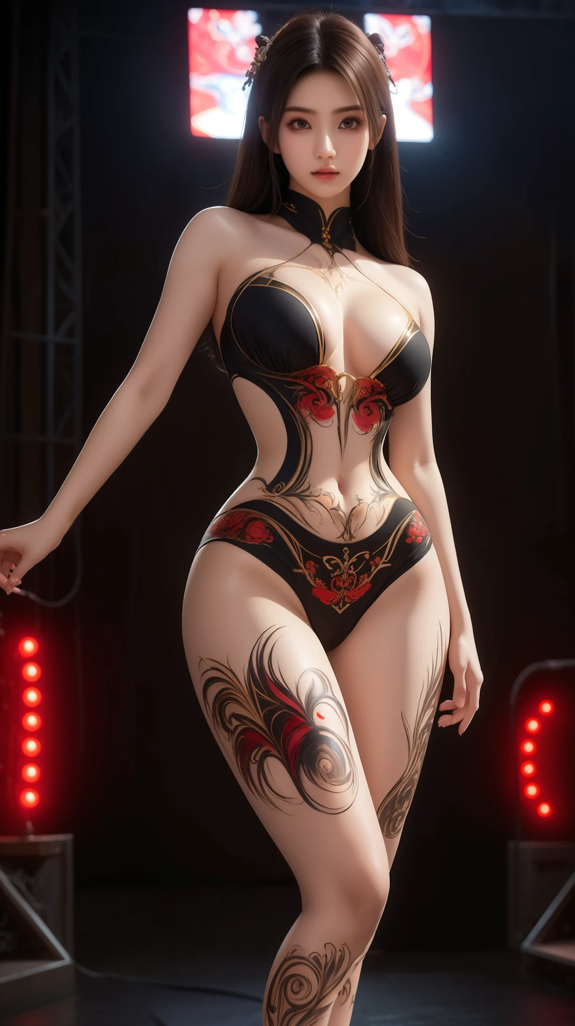 Large breasts、Full body painting、Height: 198cm、I&#39;m wearing heels、female、bikini