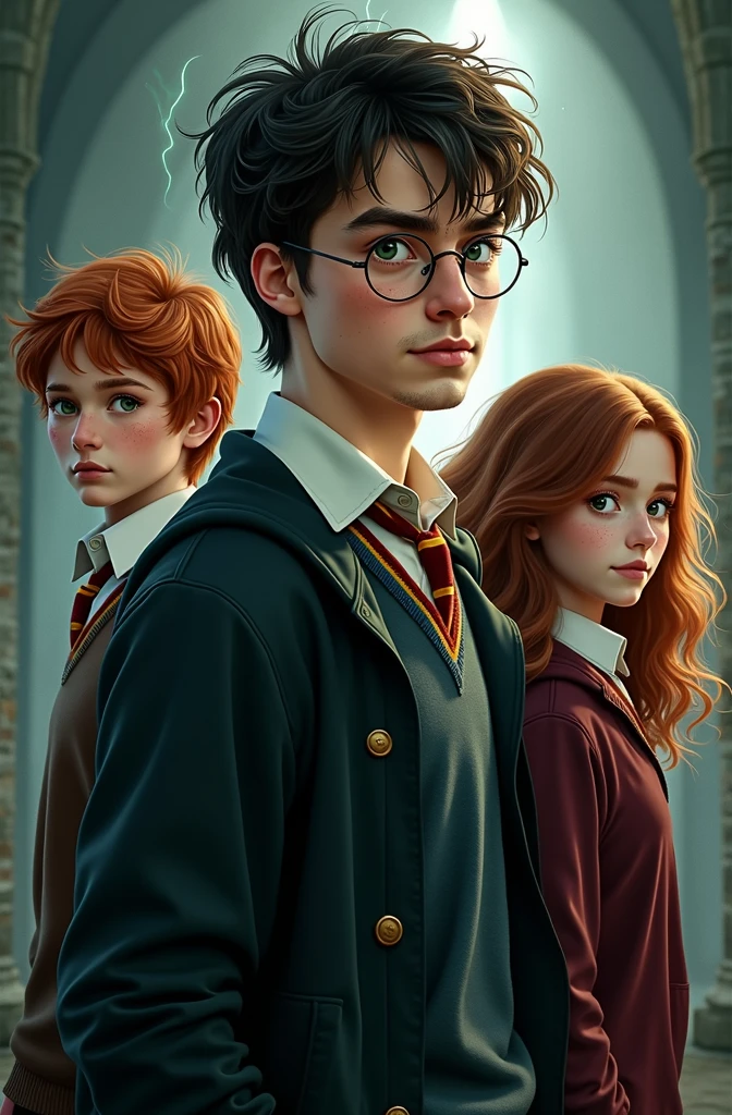 Harry Potter and Hermione Granger, romantic, rainy, hot, having sex, naked