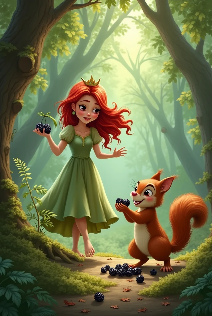 Squirrel Princess I want a red-haired princess with blackberries in her hands tripping ...