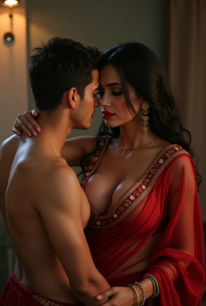 Man holding big boobs of indian woman