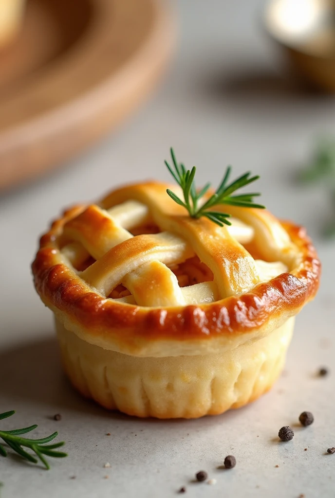 Image of a mini savory chicken pie 
