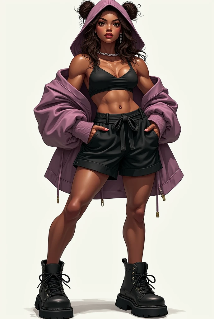 Black woman, dreadlocks, underboob