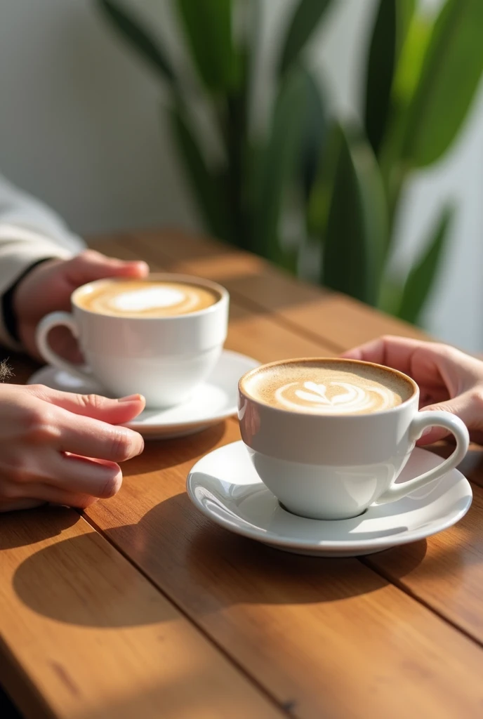A hand holding a white round ceramic mug
