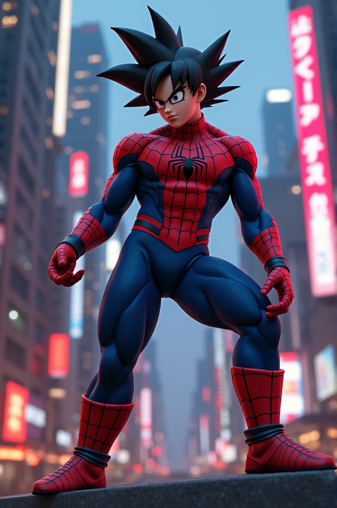 Goku in Spiderman costume 