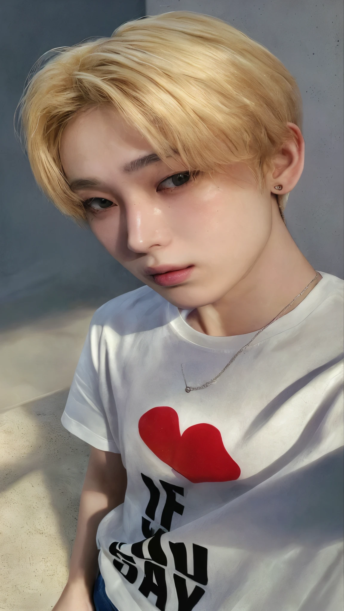 High resolution, short hair, blond hair, masterpiece, light blush, sunoo, kim sunoo