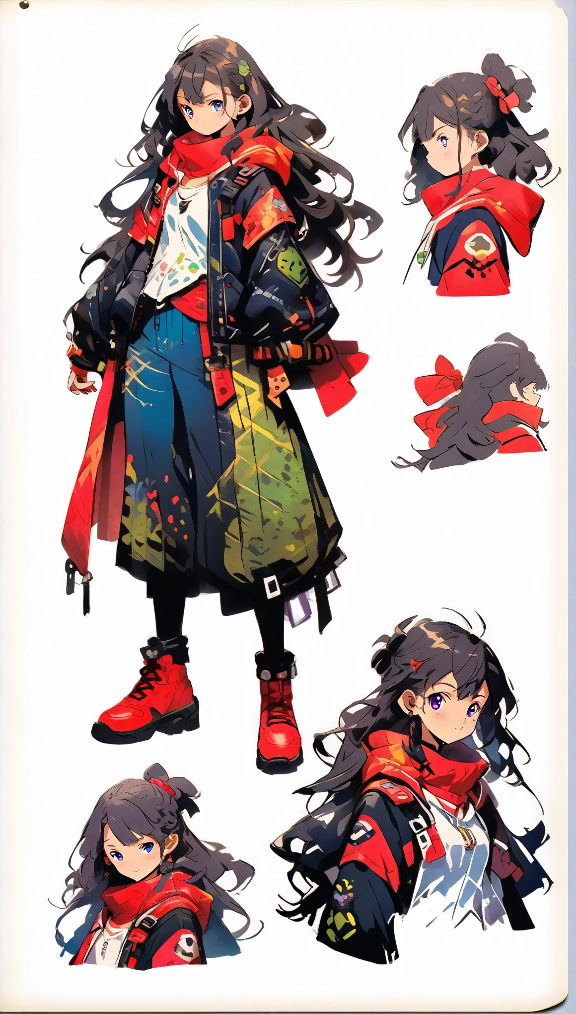 anime, concept art, design character,  full length, 