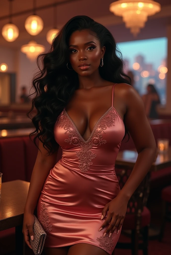 Photorealistic, Ultra-detailed Masterpiece, Cinematic Photo, Portrait of a Gorgeous Curvy Russian Seductive Milf, Solo, Celebrating her Birthday, Luxurious Setting, Standing in front of a grand birthday cake, Surrounded by opulent gifts, Luxurious Garden Scene, Bright, Evening, Twilight, Dark Melanin Skin, Elegantly dressed in a Seductive Red Dress, Late 30s or 40s, Stunning figure, Enlarged Circumference of Lower Extremities, Far exceeding 200 inches, Massively Large Hip Measurements, Widest H