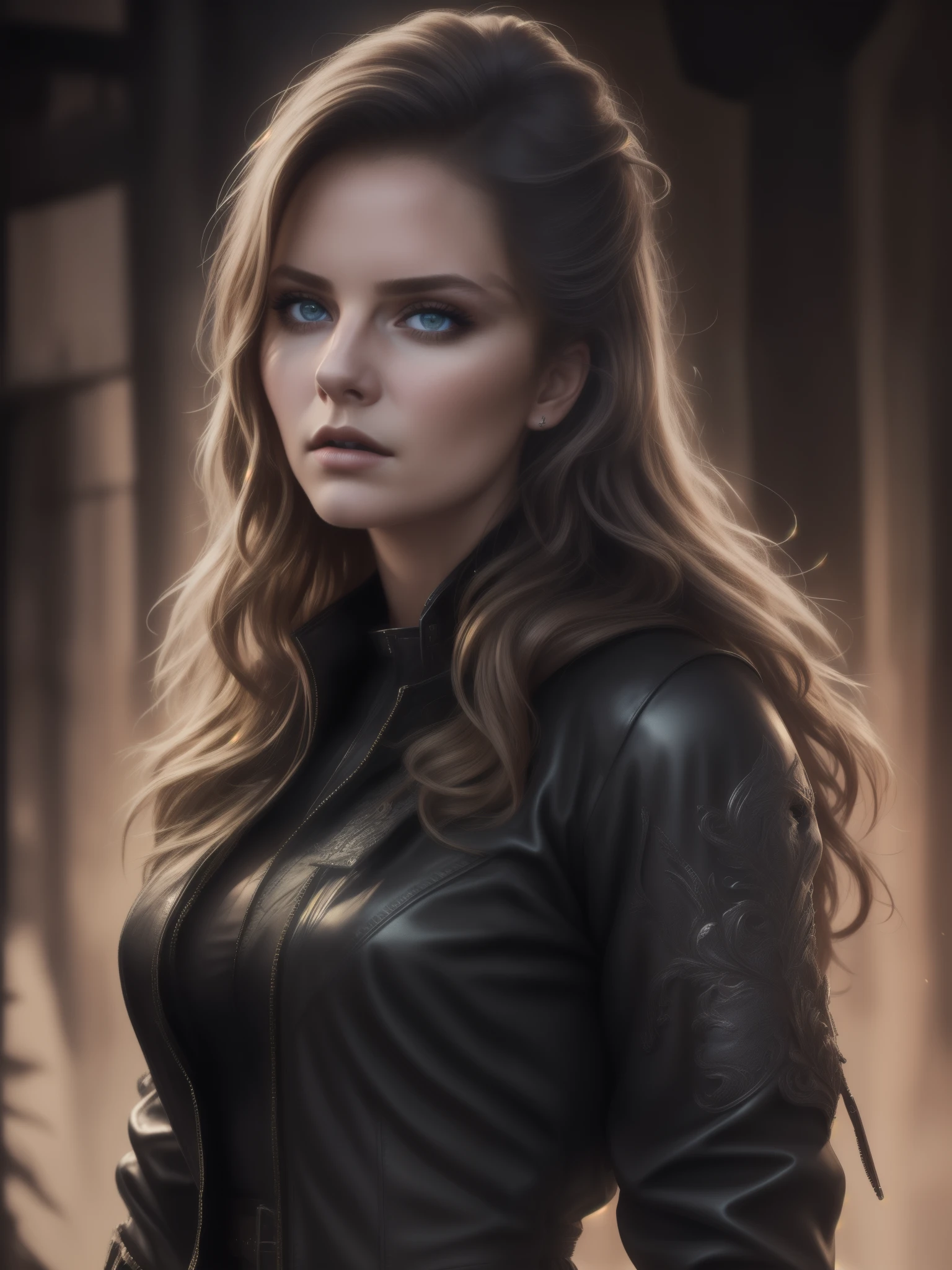 1girl,masterpiece, (8k, best quality, masterpiece:1.2),highly detailed,ultra-detailed,masterclass,best quality,illustration,hair_between_eyes,perfect lighting, cowboy shot, cv16,black jacket