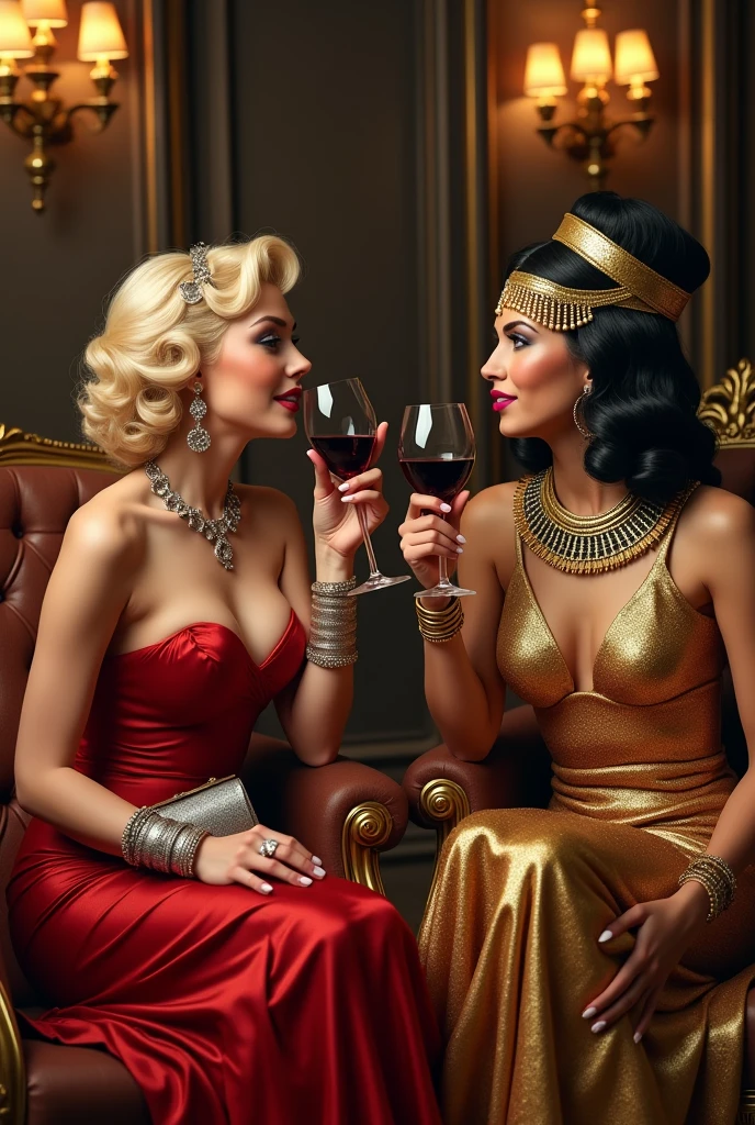 A boomerang of the cougar drinking a colorful cocktail with a young man,original,Blonde, white, fake boobs. Fillers and other cosmetic surgeries. Dresses in too small clothes and has loads of makeup.