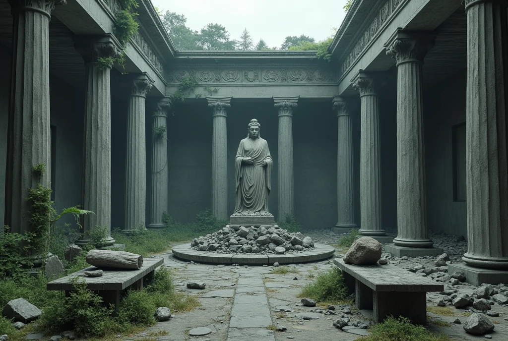 The interior of the ship features crumbling wood, some ancient designs and mysterious symbols. On the ship's deck is an old, decaying statue, representing the sea god.