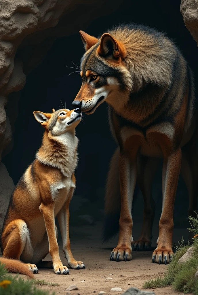 Wolf sucking human cock . ((female(feral1.4)jenna), (tail up), (wet tongue), (licking ), (pov), (one tail), (playful look), (crying)), 4k