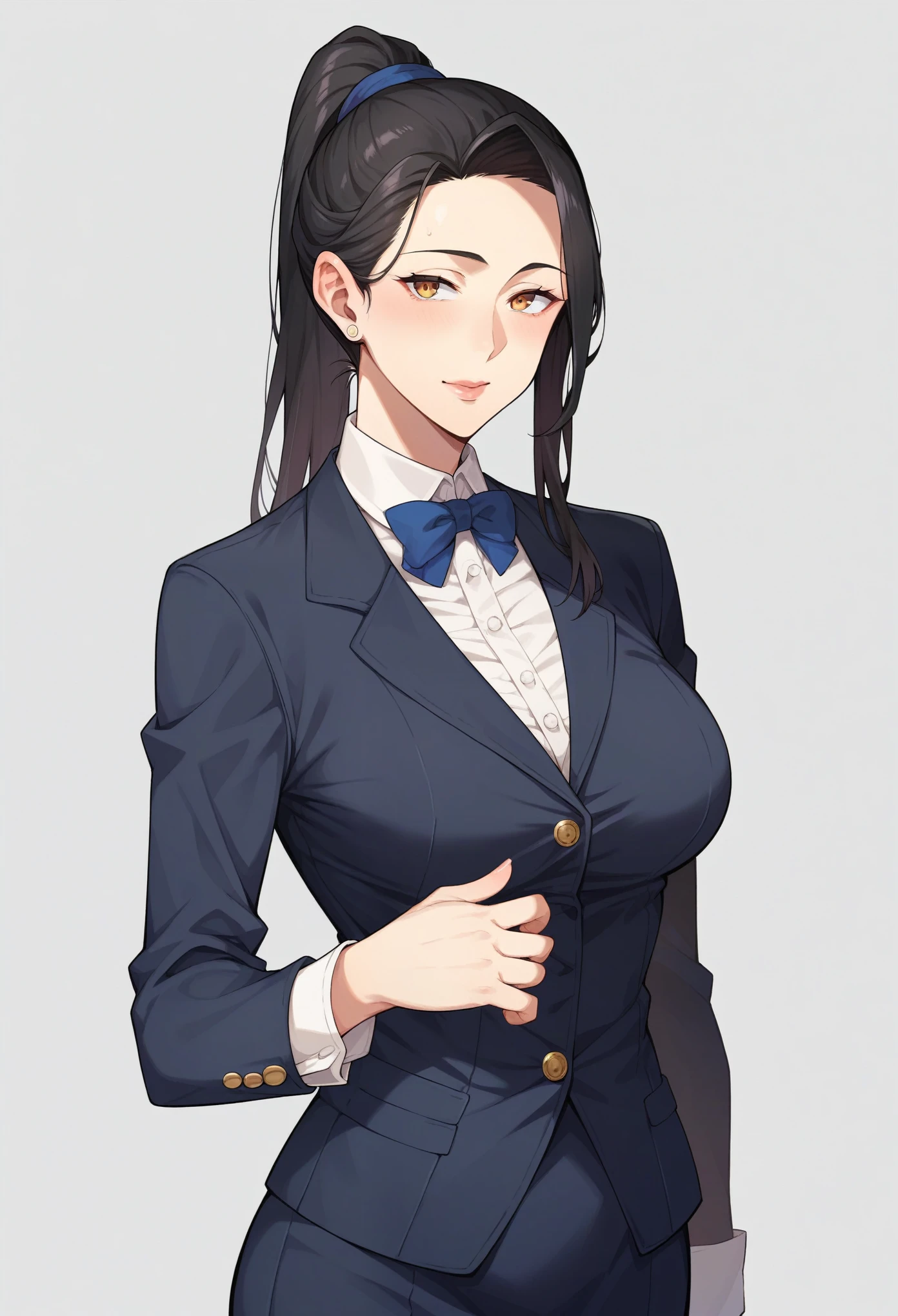 Anime girl in a suit and bow tie posing for a picture - SeaArt AI