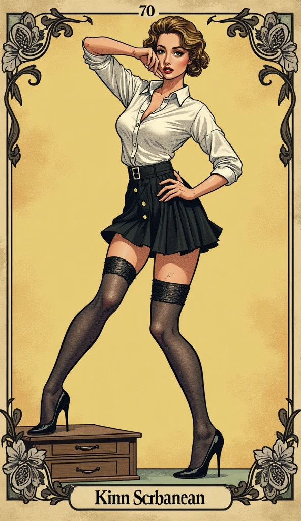 Lola Loud, a pretty 10yo blonde beauty queen of the 1900s flirting with an old man, daintily lifting her skirts to reveal her high-waisted bloomers, garter silk stockings and boots. Year 1901. 1900_dr3ss. High-collar long sleeve shirtwaist, wide-brimmed picture hat