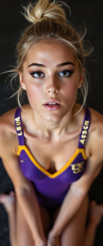 (Sexy),Britney Spears, gymnastics in the Olympic games, midriff, Olympic games, detailed background, Realistic, Movie Still, best quality, masterpiece, very sexy aesthetic, lovely hair, perfect composition, intricate details, ultra-detailed,