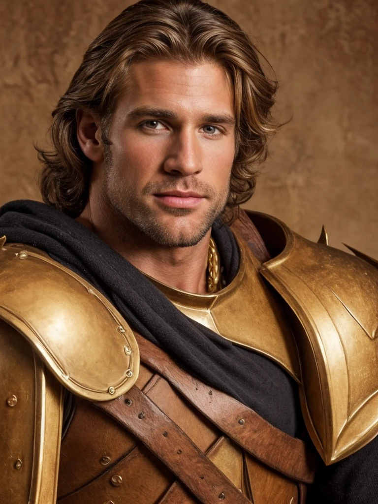 Hair, Muscular very handsome and attractive paladin men, A 40 years old male, Retrato de un joven, real,