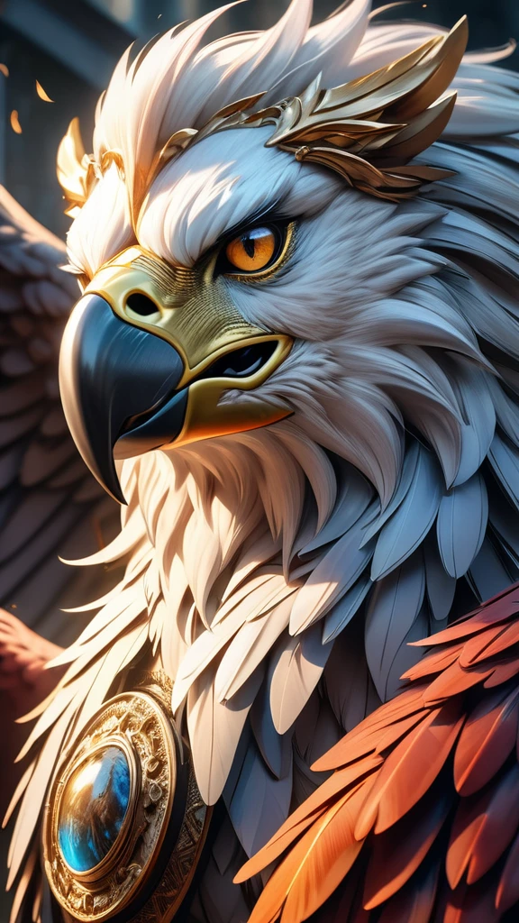 a magnificent griffin, a seamless fusion of eagle head and wings with a lion's body, imposing and majestic appearance, a legendary and awe-inspiring creature, exquisite and lustrous textures, (best quality,4k,8k,highres,masterpiece:1.2),ultra-detailed,(realistic,photorealistic,photo-realistic:1.37),dramatic lighting,cinematic composition,vibrant colors,intricate details