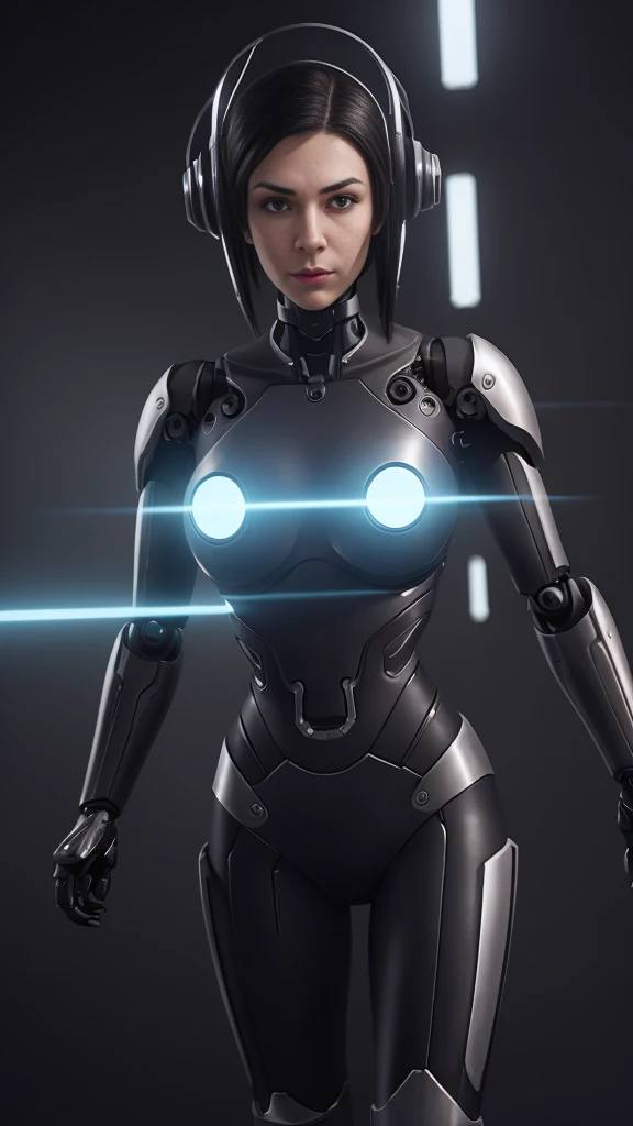 a woman in a futuristic suit with glowing head and chest, cyberpunk art inspired by Marek Okon, CGSOCIETY contest winner, Digital art, gynoid cyborg body, girl with mecha cybernetic armor, cyber suit, cyber suit, in white futuristic armor, cyber suits, diverse cyber suits, gynoid body, monitoring echo, perfect anime cyborg woman