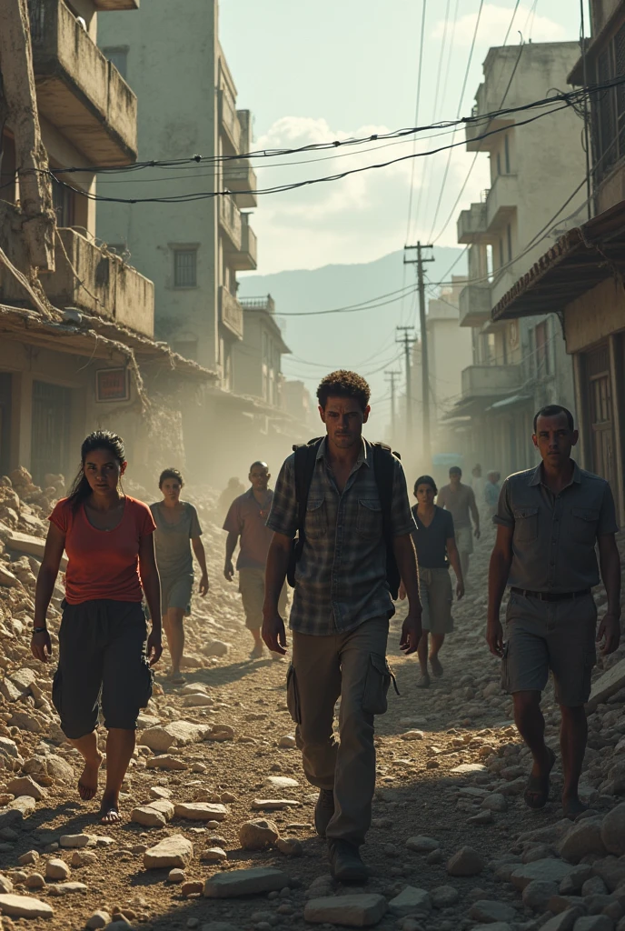 People in Pompeii fleeing the eruption volcano Vesuvius --auto --s2