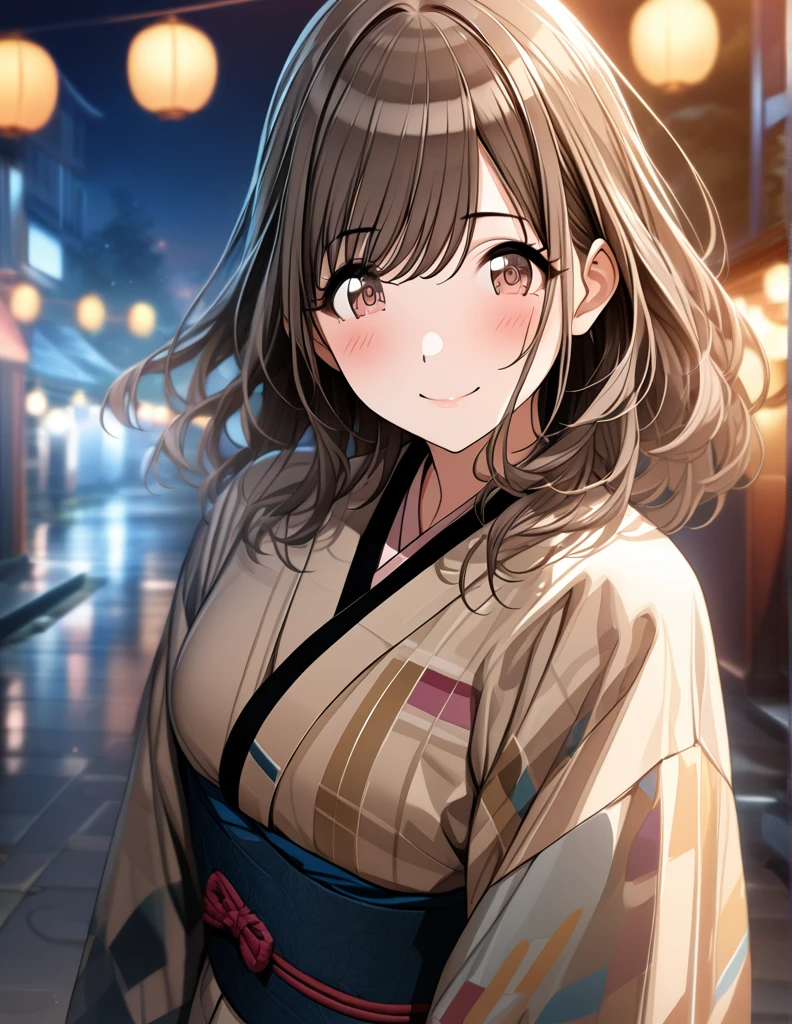 (masterpiece),(Highest quality),(Very detailed),(Best illustrations),(Best Shadow),(disorganized),(Detailed Background),(so beautiful), 
Official Style,
Tsukioka Kogane,
(The Idolmaster Shiny Colors:1.2),

smile,
blush,
alone,
kimono,
Night view,
late night,
Background Blur, 
(realistic skin:0.2)
focus on face,
close-up,