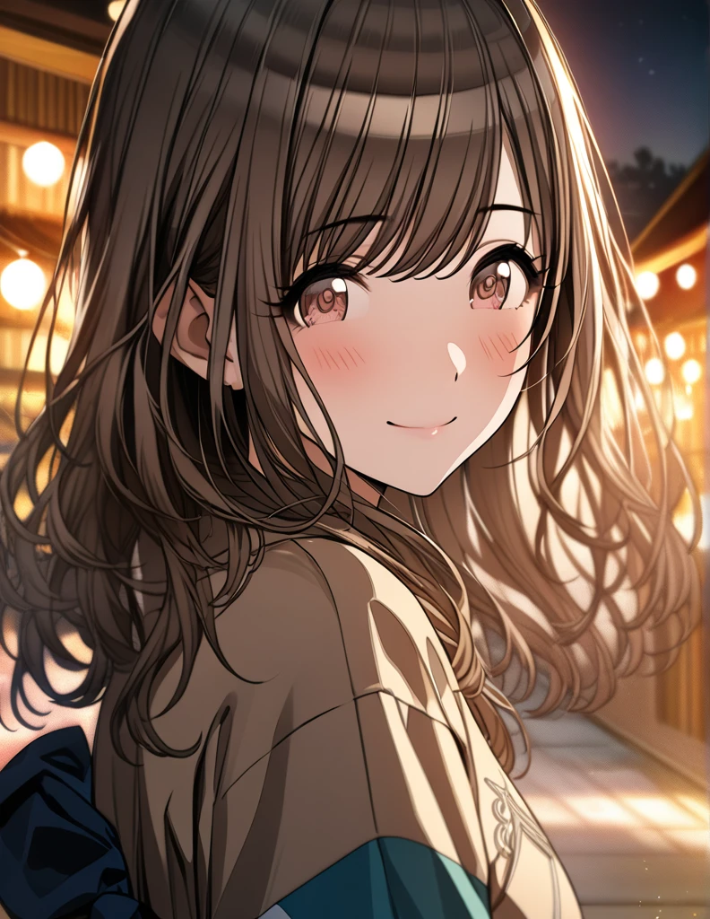 (masterpiece),(Highest quality),(Very detailed),(Best illustrations),(Best Shadow),(disorganized),(Detailed Background),(so beautiful), 
Official Style,
Tsukioka Kogane,
(The Idolmaster Shiny Colors:1.2),

smile,
blush,
alone,
kimono,
Night view,
late night,
Background Blur, 
(realistic skin:0.2)
focus on face,
close-up,