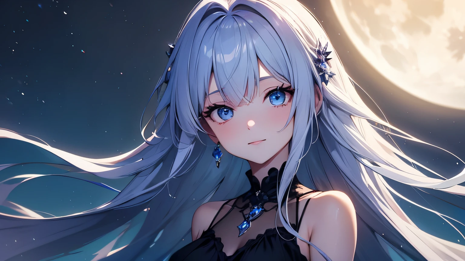 Extremely high quality, simply beautiful girl, midnight forest, moonlight