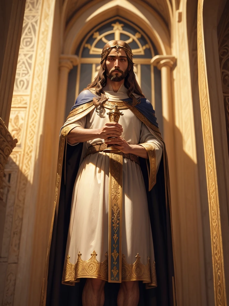 Jesus of Nazareth Holds the World in One Hand, Masterpiece, Best Quality, High Quality, Extremely Detailed 8k CG Wallpaper, Award Winning Photography, Bokeh, Depth Of Field, HDR, Bloom, Chromatic Aberration, Photorealistic, Extremely Detailed, Trending In artstation, trending in CGsociety, intricate, high detail, dramatic, mid-trip art, volumetric lighting --auto