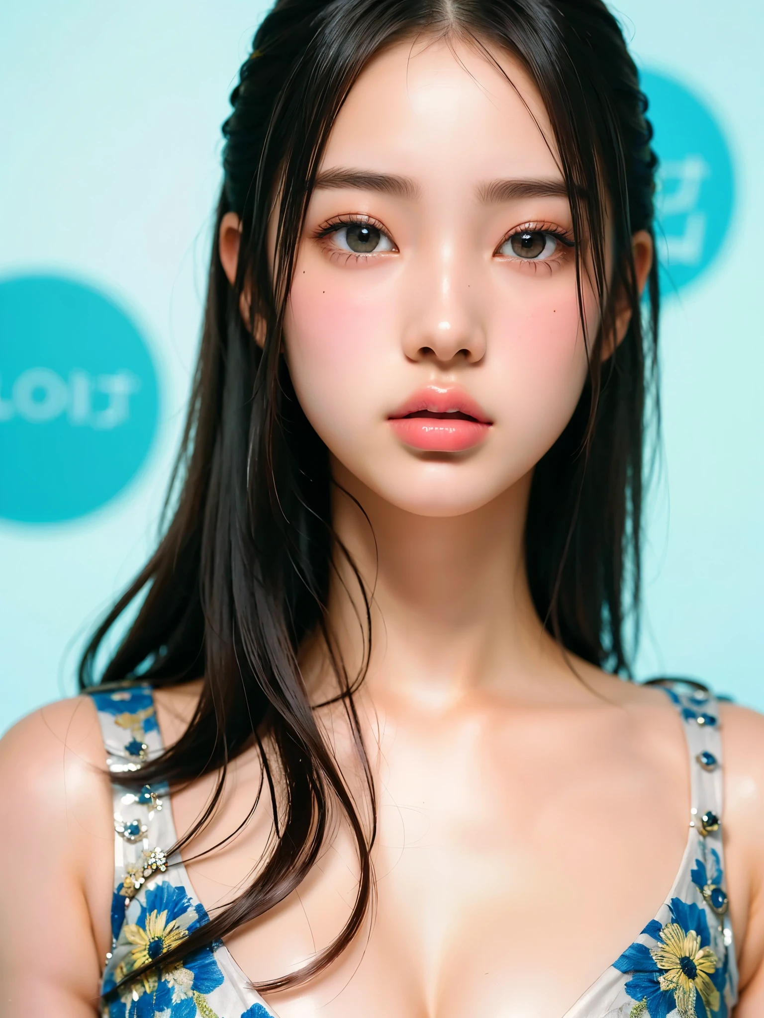 (UHigh resolution, retina, masterpiece, Accurate, Anatomically correct, Textured skin, Super Detail, Attention to detail, high quality, 最high quality, High resolution, 1080P, High resolution, 4K, 8k, 16K), (美しいAttention to detail目, Beautiful lip detail, Highly detailed eyes and face), Soft lighting, Physically Based Rendering, Vibrant colors,((((最high quality), masterpiece, 高精細CG8kイラスト, High collar, extremely High collar saturation, All the colors have deepened, paint, Graffiti art, Center Configuration, Highly detailed lights and shadows, Art Wall, wall painted bright, One personの女の子の落書き, Highly detailed face and eyes, Big Breasts,Sleeveless dress))), (Glowing Skin), (Wide-angle), Eye Reflexes,(whole body,Lustrous legs) (Gazing at the audience),Active,(One person,One personで),(((White wall background))), (Pure Eros Face_1:0.33), (Urzan-6500:0.33),Portraiture,Farsightedness