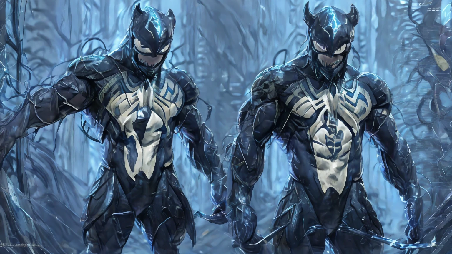 Based on anatomy,good looking,Light blue body,Blue hood,Huge, toned muscles,((Wearing armor)),Ready your spear,bulging muscles,Evil atmosphere,Huge erect penis,Highest quality,Meticulously detailed,masterpiece,Award-winning works,Orgy,Covered in bodily fluids,Massive ,Possessed by demons,Evil Aura,Wolf Pose,Purple lighting,Rape,Orgy,2boys