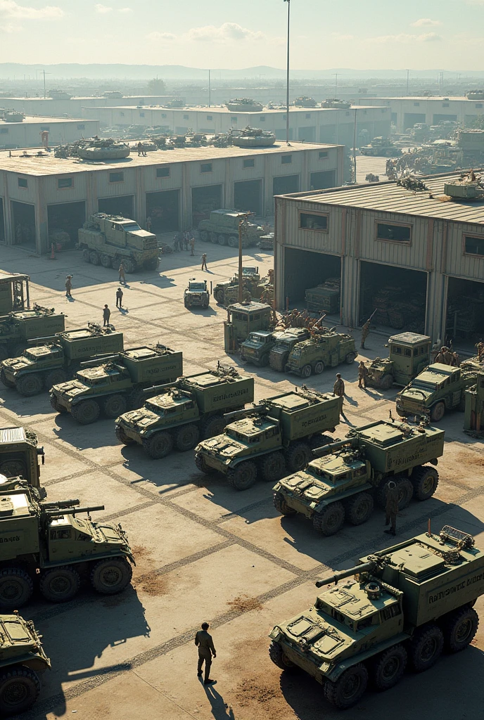 NSFW, a platoon of giant robotic weapons in a hangar, Marines,