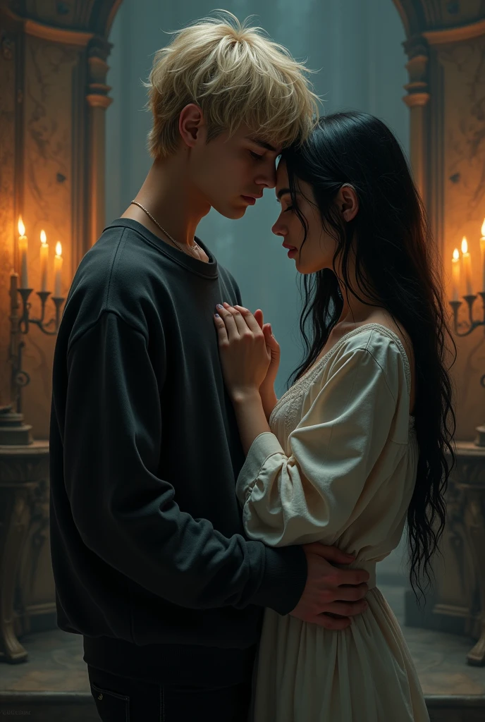 Couple Photo, aesthetic, a romantic couple, beautiful detailed eyes, beautiful detailed lips, extremely detailed face, long eyelashes, intimate embrace, affectionate lovers, romantic date, soft lighting, candlelight, warm colors, golden hour, cinematic, professional, photorealistic, 8k, high quality, masterpiece