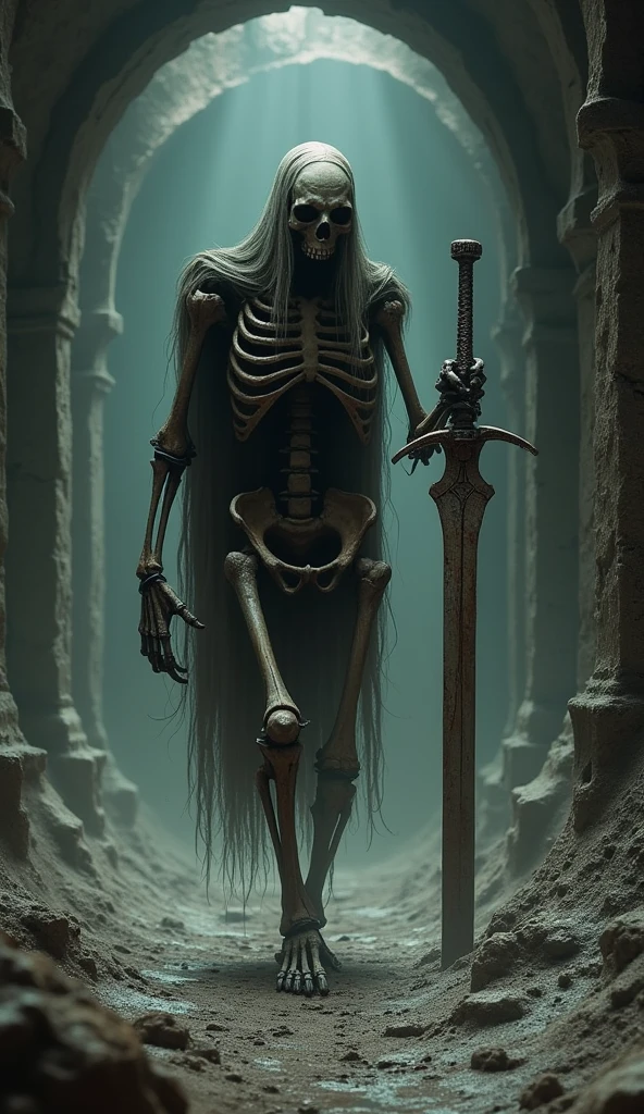 Skeleton warrior in insanely detailed octane render, armor emerges from the bottom of a insanely detailed intricate gloomy swamp, (human face, not furry:1.3), 3D isometric icon, full HD, full body, ultra realistic design, ultra-detailed intricate details, highly detailed photo,, reflect in puddle, , golden hour, (human face, not furry:1.3), vibrant color grading, close-up portrait, sword in hand,
