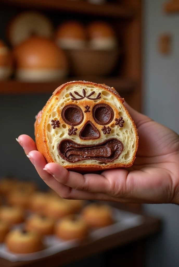 Make a bread of the dead in Mexico to draw with details for the day of the dead