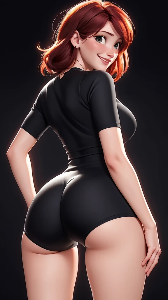swimsuit, leather, sexy look, master part: 1.2, best quality), (Pintura Real), detalhes intrincados, profundidade de campo), (1 girl, sozinho), maquiagem, Corte labial, High detail, rosto perfeito, (: 1.4), (Dentes na pele), coxas grossas, wide buttocks, cintura fina, High, Coral lips, red hair, Olhos vermelhos, rabo-de-cavalo, (seda preta), (sweating: 1.2), (Wet), sexy, corar, Realistic