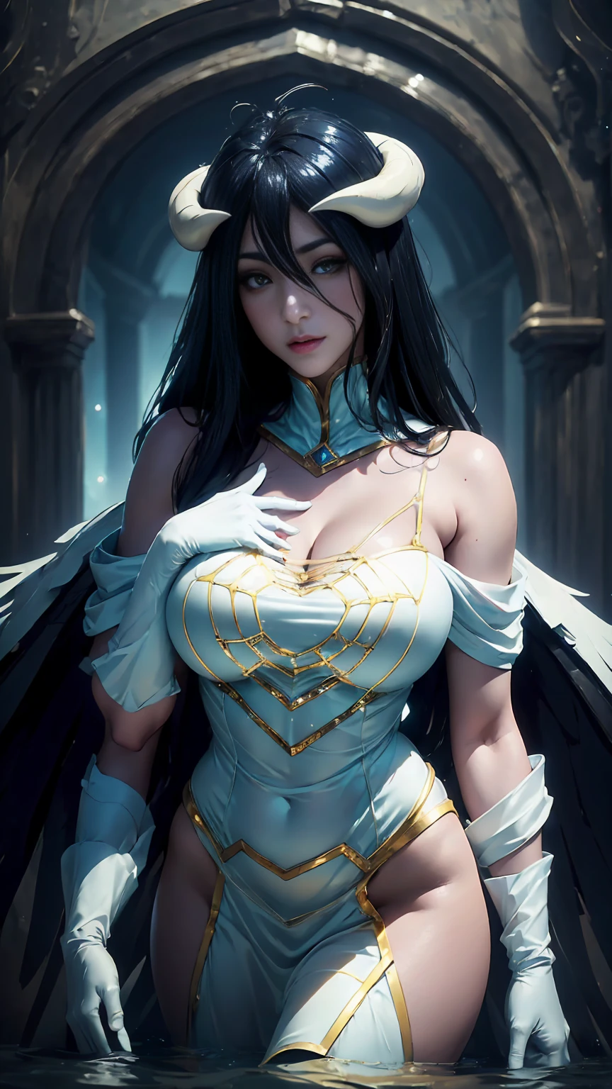 (((albedo)))8k,((overlord))(((Amazing tits)))caliente, hermosa,((Hornie)),(((viste un vestido blanco )))((tiene cuernos)))8k, hiperrealista todo como un motor irreal trazado de rayos render ((estilo humano hiperealista)),(((Empty dark background))). hiperrealista todo como un motor irreal trazado de rayos render estilo humano realista ,(((Empty dark background)))., Suavemente iluminado, Intimo exquisito detalle, foco nítido, intrincadamente detallado, rewarded photography, small-catchlight, bajo contraste, alta nitidez, facial-symmetry, profundidad de campo, cinematic background, Renderizado del motor irreal, Imagen central, dream-like, Suavemente iluminado, intimo, imagen de cuerpo completo ,cuerpo completo,((tetona)),((piernas torneadas)) perfect ass ecchi, hdri