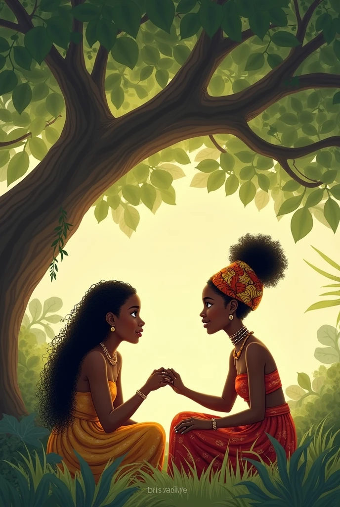 Logo representing indigenous and quilombola engravings and drawings about friendship between children playing