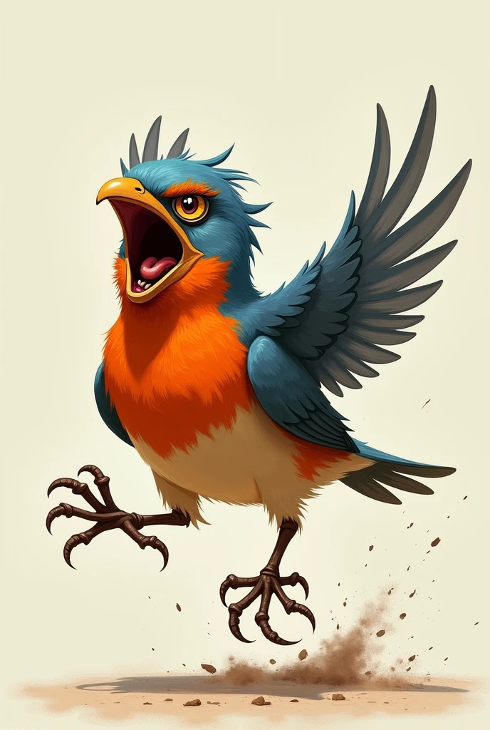 Giribird,Red mouth,Blue feathers,Long legs,Long mouth,adolable,cartoonish style,Cartoon concept art,The bird,Good bird,Artistic sense --auto