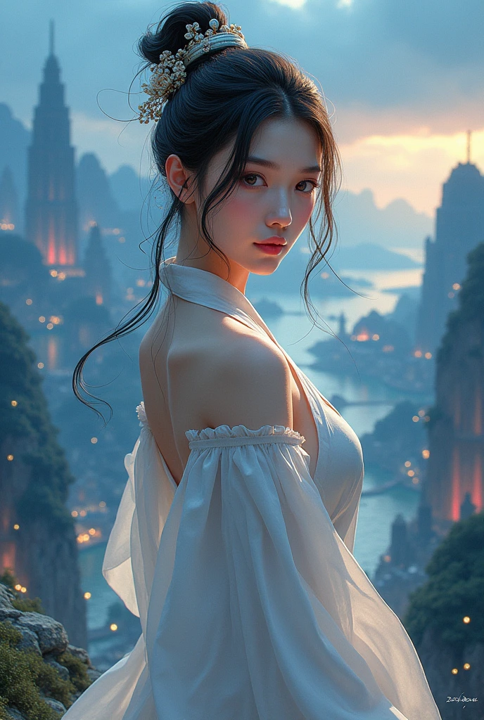(practical, Photorealistic:1.37), (masterpiece, Highest quality:1.2), (Ultra-high resolution:1.2), (Original photo:1.2), (Clear focus:1.3), (Face Focus:1.2), (Highly detailed CG Unity 8k wallpaper:1.2), (Beautiful Skin: 1.2), (Pale skin:1.3), (Super sharp focus: 1.5), (Super sharp focus:1.5), (Beautiful and clean face:1.3), (非常にDetailed Background, Detailed Background:1.3), Bokeh, Depth of written boundary, rest, Image of a Very Cute and Beautiful Japanese Woman, (bride), business suit, (2:1.1), Portrait of a smiling girl, Full body image, from the front, Symmetrical Configuration, (Studio Lighting:1.3), (Cinema Lighting:1.3), (Rear window lighting is backlit:1.3), (surface light:1.3), Light Enveloping Her Entire Body, Looking straight at you, Persistence, Sexy model posing, rest, (Chestnut Half-Hair:1.2), Dark brown eyes, Beautiful Eyes, Princess Eyes, Mahogany Hair, A single hair, bangs, slim, Abdominal muscles, (Huge breasts;1.35), (Willow West:1.15), (Details of a beautiful girl:1.4), (Pure White Elegant and Gorgeous Lace Silk Wedding Dress:1.3), (BaliOcean view背景:1.2), (NFSW:1.3), ((Perfect female body)), (Upper body image:1.3), Encircling the head, Perfect Dramatic, Volumetric lighting, Professional majestic oil painting, Glowing Skin, CT Anatomy, Perfect Proportions, 8.Five Really Small, Face Focus, Ultra practical Photo, Extremely clear images, Ultra-high definition images, Bali, Ocean view, Beach, External, ((walking Beach:1.2)),NUDE