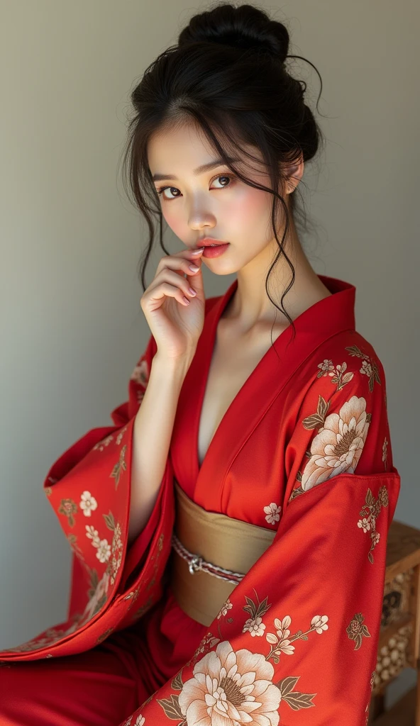 (8K, Best Quality, Masterpiece, Ultra High Definition: 1.2),milf girl, suck,Japanese room,hakama,fullbody